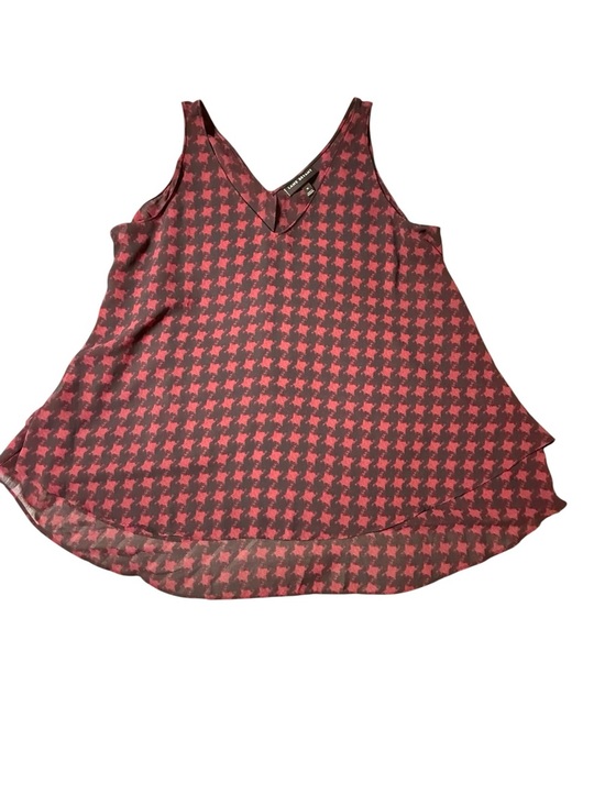 Lane Bryant Tops - Lane Bryant Chiffon Swing Tank Top 16 Red Black Houndstooth Layered V-Neck